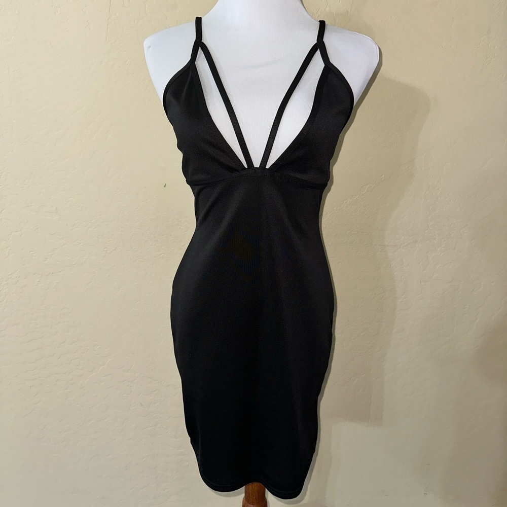 Missguided Black Strappy Mini Dress
